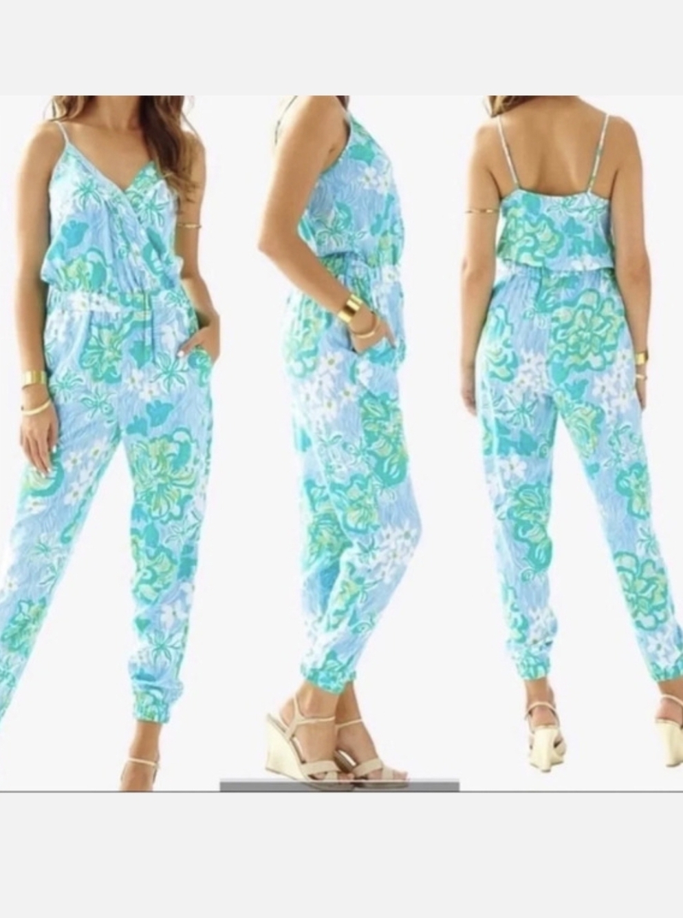 Lilly Pulitzer Melba Jumpsuit in the Green Lagoon Wave Runner